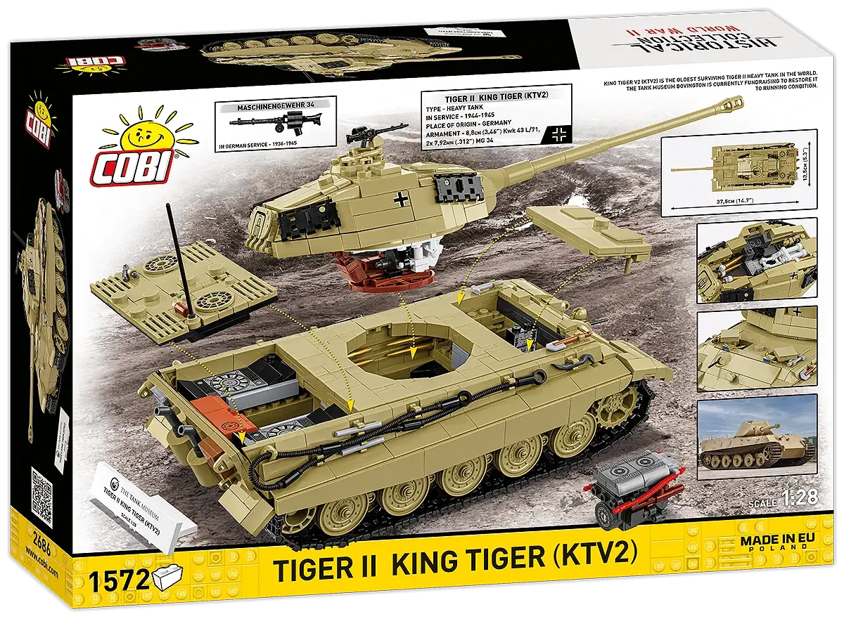 Tiger II King Tiger KTV2 remote-controlled tan tank by COBI.