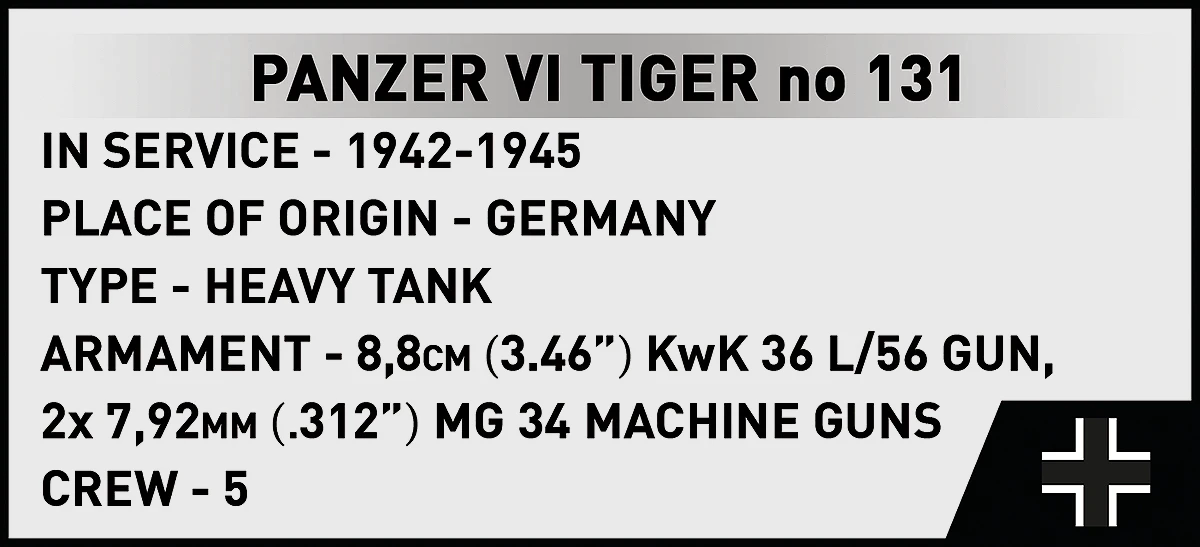 Tanque Panzer VI Tiger I no 131 Scale 1/35 by COBI