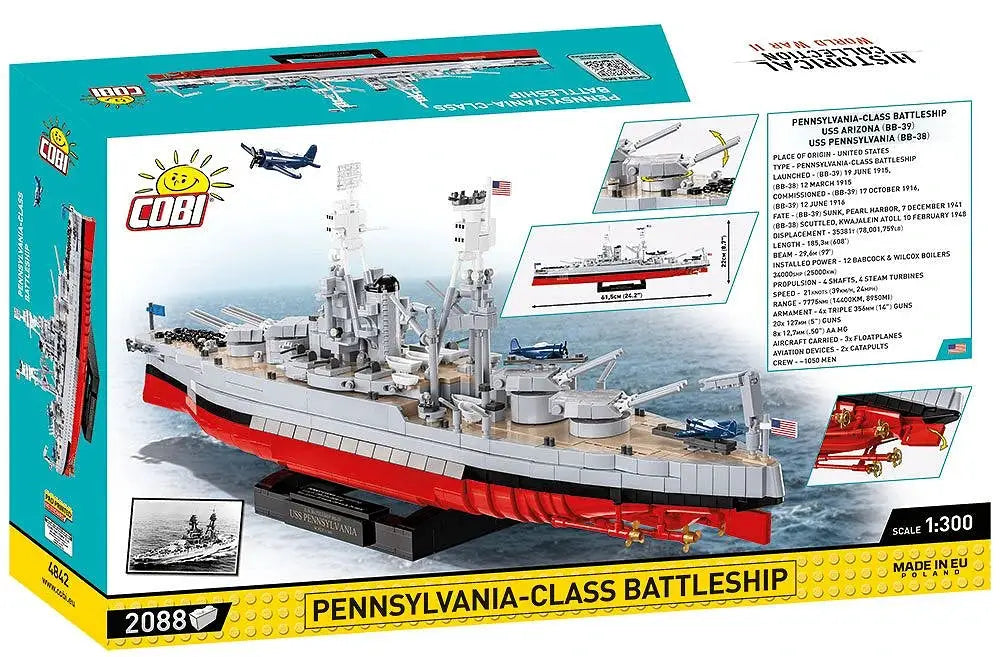 COBI Pennsylvania-class Battleship 2in1 Executive Edition model kit 1:300 scale, 2088 pieces