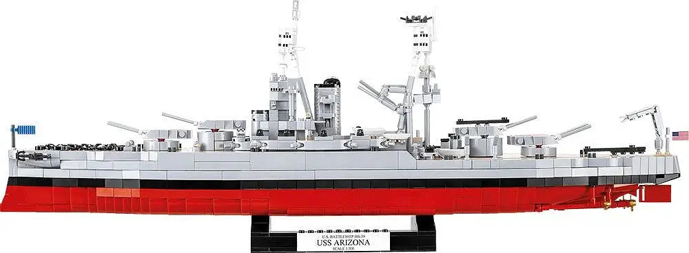 USS Arizona BB-39 1/300 model battleship COBI, gray hull with red keel, 2046 pieces.