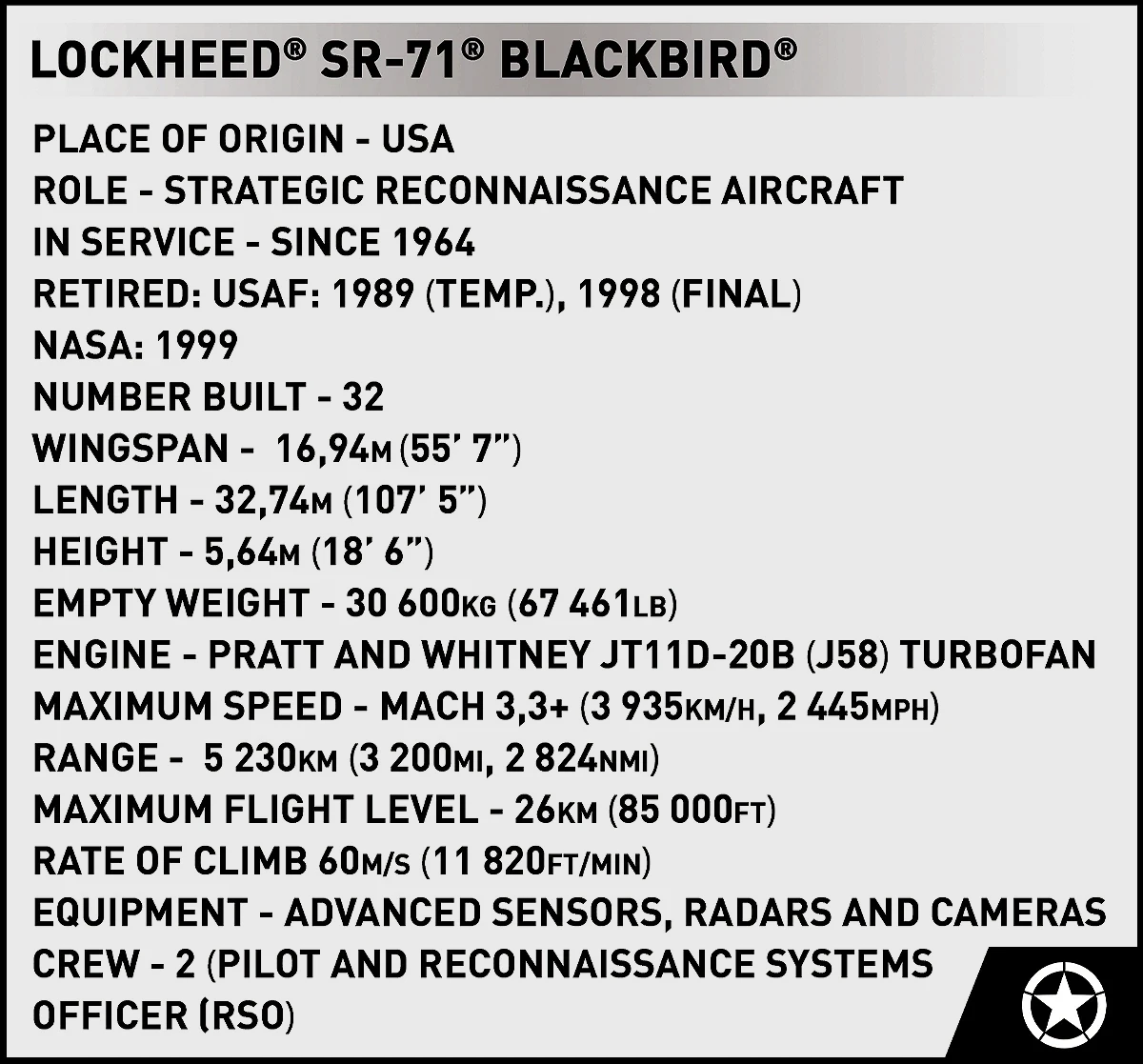Lockheed SR-71 Blackbird - Executive Edition by COBI