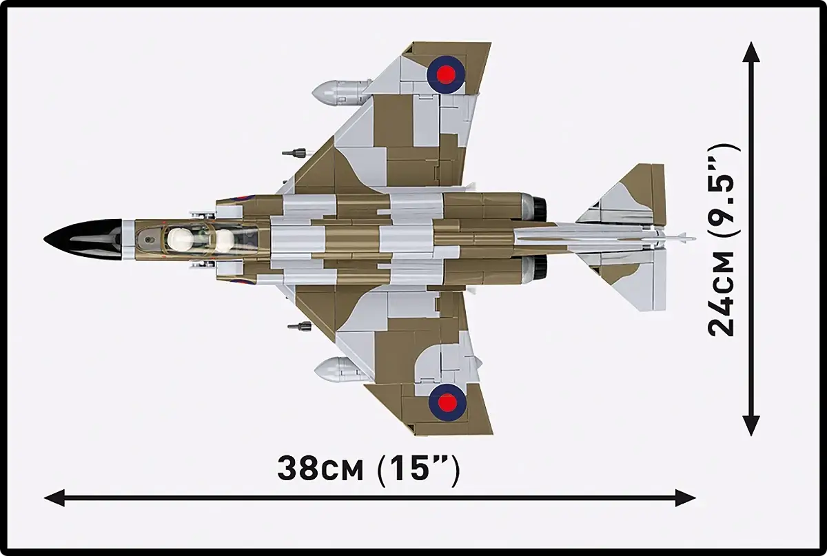 F-4M Phantom II (FGR.2) 1/48 model airplane by COBI in tan and gray camouflage, 728 pieces