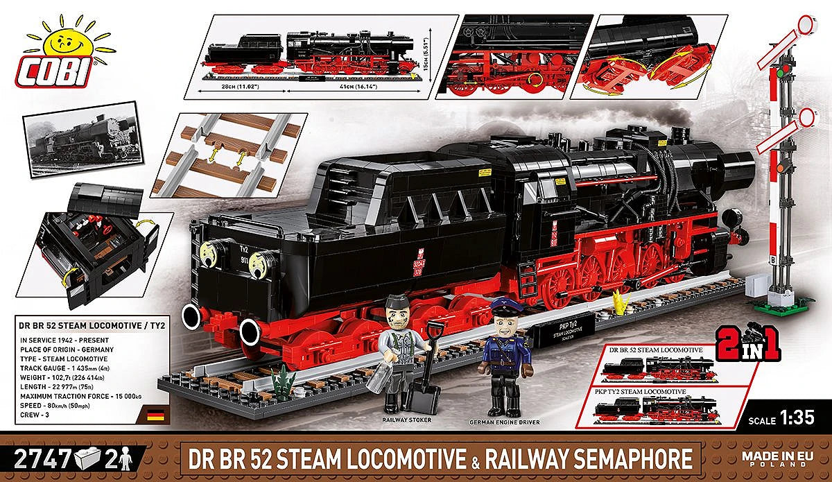 DR BR 52 Steam Locomotive & Railway Semaphore