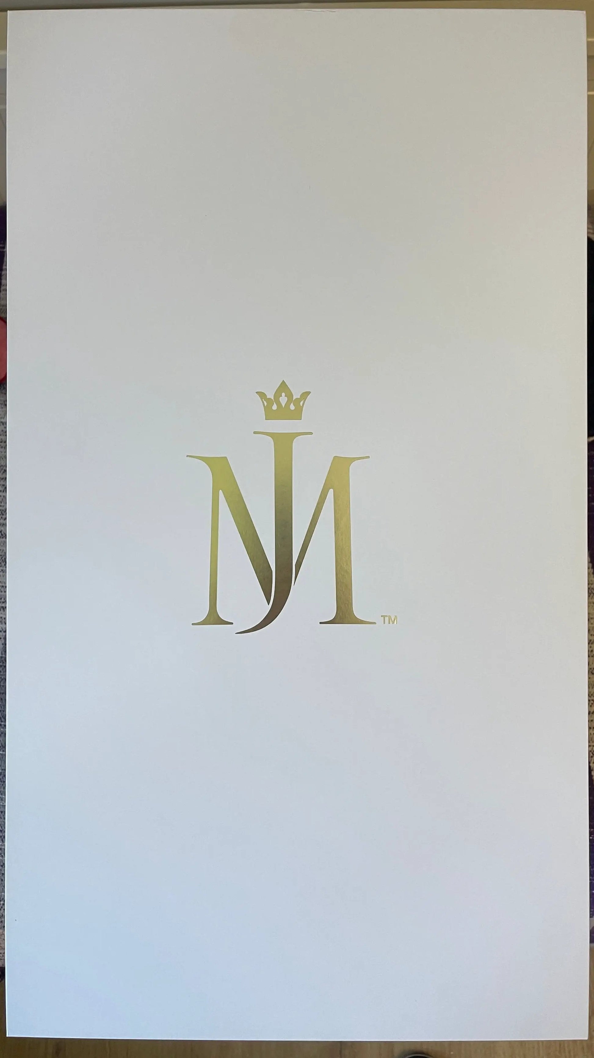 Michael Jackson Black Label 1/4-Scale Statue box with a gold MJ crown logo