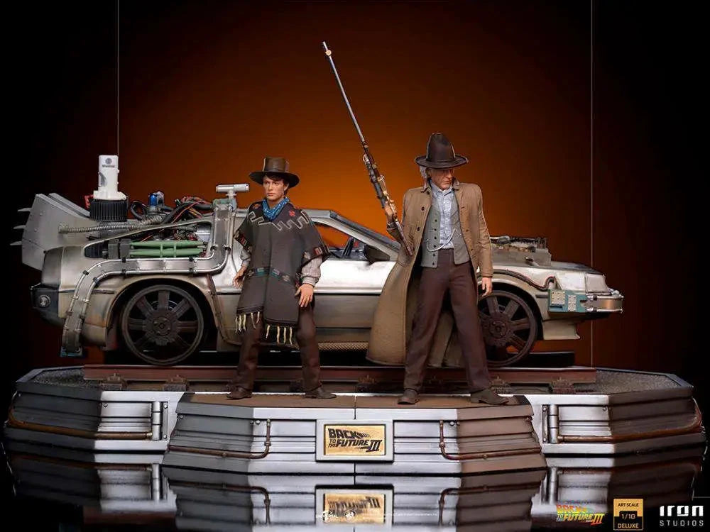 Back to the Future III DeLorean statue set 1/10 art-scale with two figures, Iron Studios