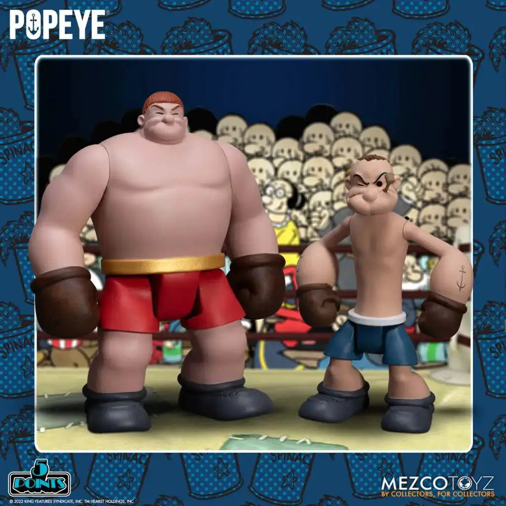 Figuras de acción Popeye 5 Points Deluxe: 2 figuras, Popeye y Oxheart, 9 cm, MEZCO TOYS