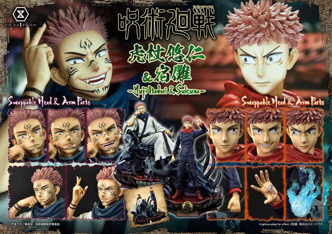 Jujutsu kaisen yuji e sukuna statue set