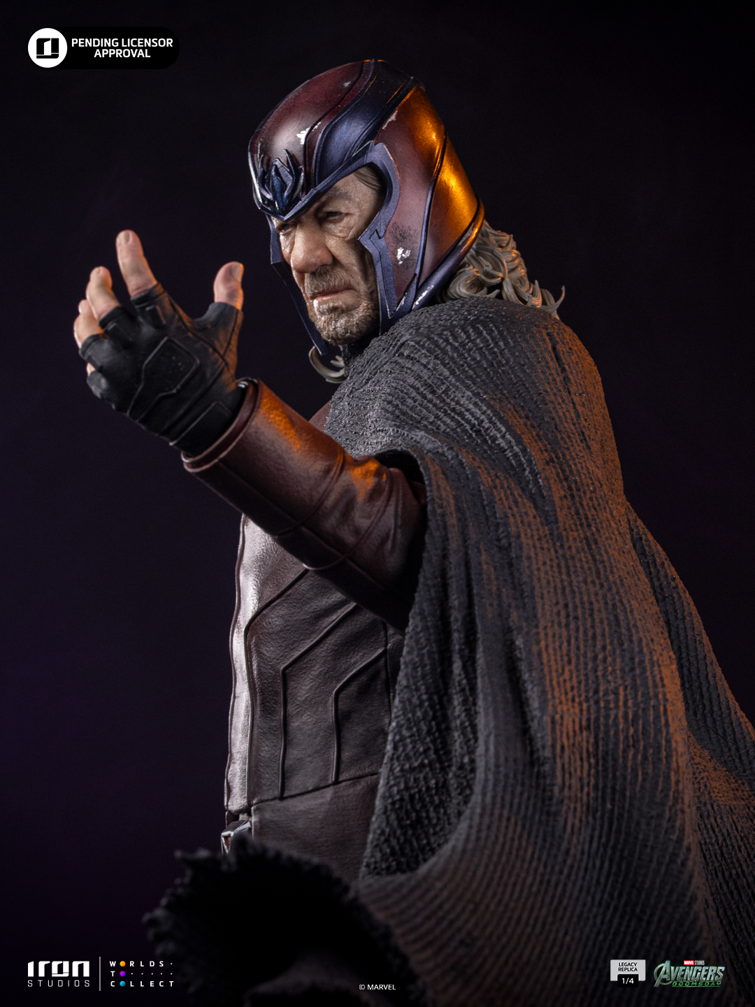 Statue Magneto by Iron Studios, Avengers: Doomsday Legacy Replica 1/4, dark metallic helmet and textured cape