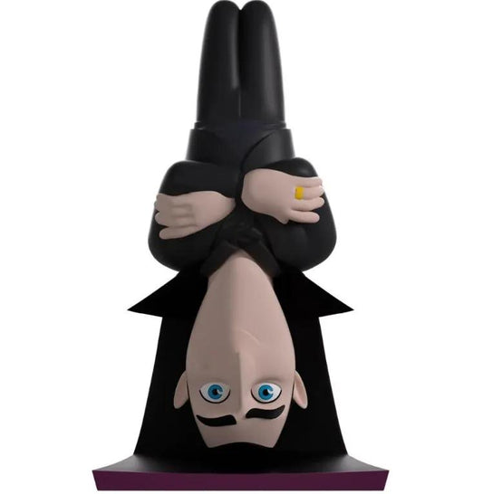 YOUTOOZ Hotel Transylvania Drac action figure; upside-down vampire in black cape with pale skin and blue eyes.