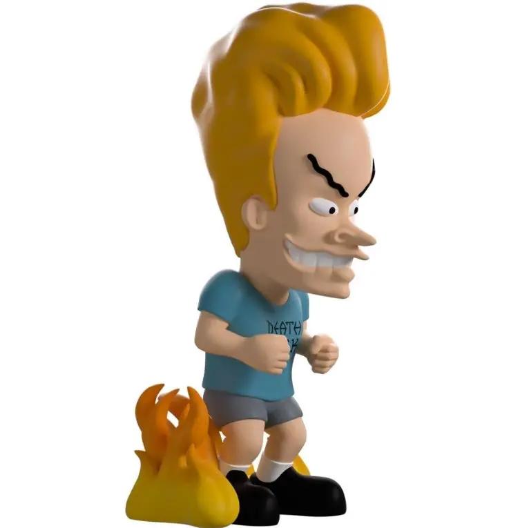 Beavis figure by YOUTOOZ; action figure from Beavis and Butt-Head, blue shirt, gray shorts, flames at feet.