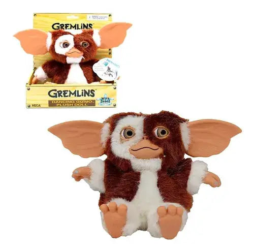 Gremlins Gizmo Dancing Plush by NECA; two brown-and-white Gizmo plush toys with orange ears.