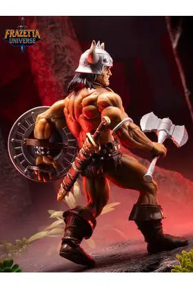 Figura Conan el Bárbaro FRAZETTA Icon Collectibles, 14 cm, figura de acción con hacha y escudo