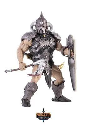 Conan the Barbarian Death Dealer action figure, 14 cm, FRAZETTA Icon Collectibles, armored with shield and axe.