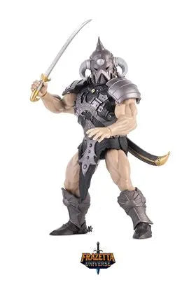 Conan the Barbarian Death Dealer action figure, FRAZETTA Icon Collectibles, 14 cm, gray armored warrior with sword