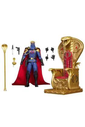 Cobra Commander Dress Uniform action figure from G.I. JOE Classified Series by HASBRO; blue uniform, red cape, gold throne