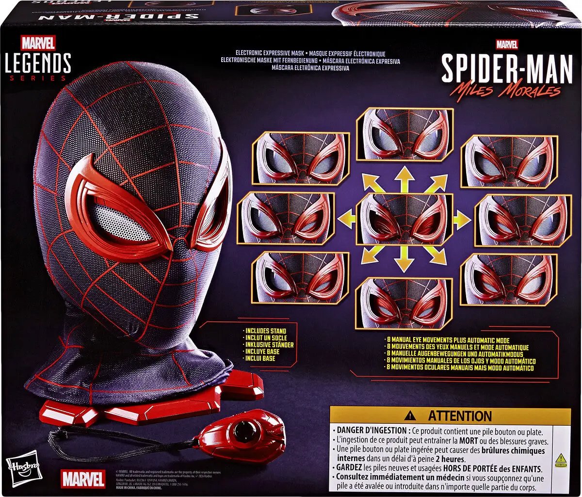 Spider-Man Miles Morales electronic expressive mask with stand Hasbro Marvel Legends 1:1 for action figures