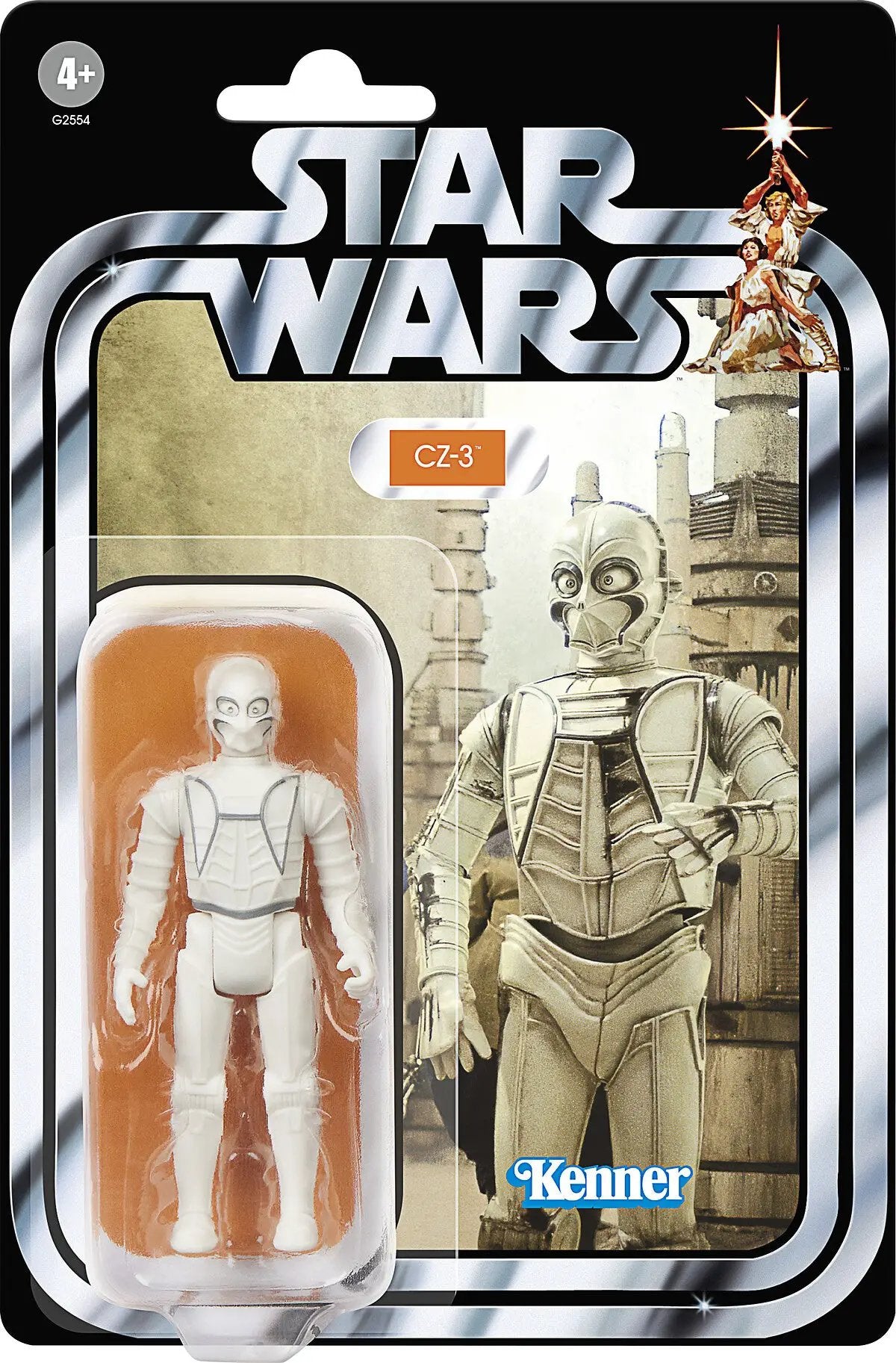 Star Wars A New Hope Retro Collection 6 Figure Pack by Hasbro; CZ-3 droid in blister, Kenner logo visible.