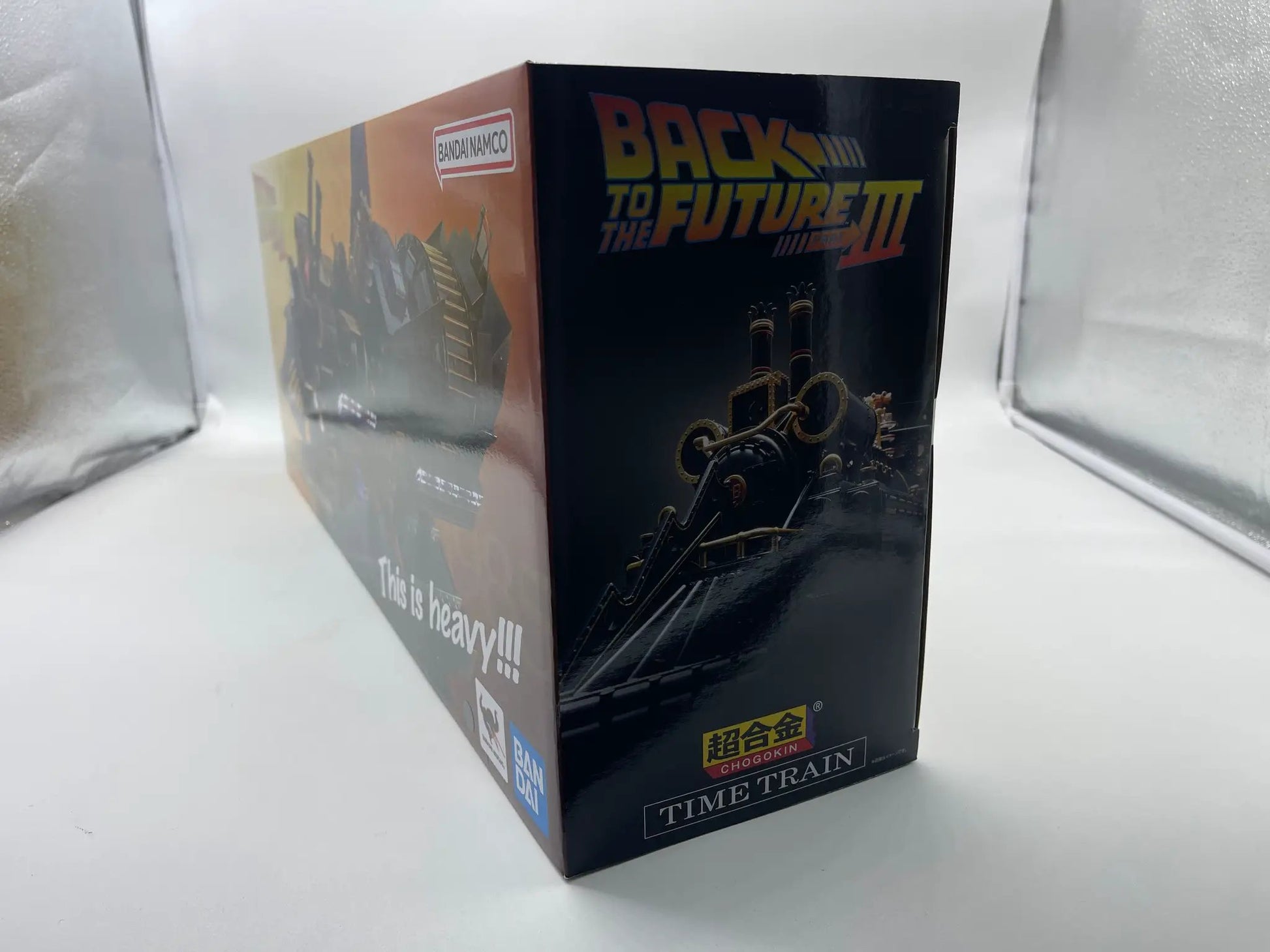 Back to the Future Chogokin Time Train action figure box by Bandai, 52 cm, dark blue packaging