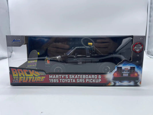 Marty’s Skateboard & 1985 Toyota SR5 Pickup die-cast model by Jada Toys in window box