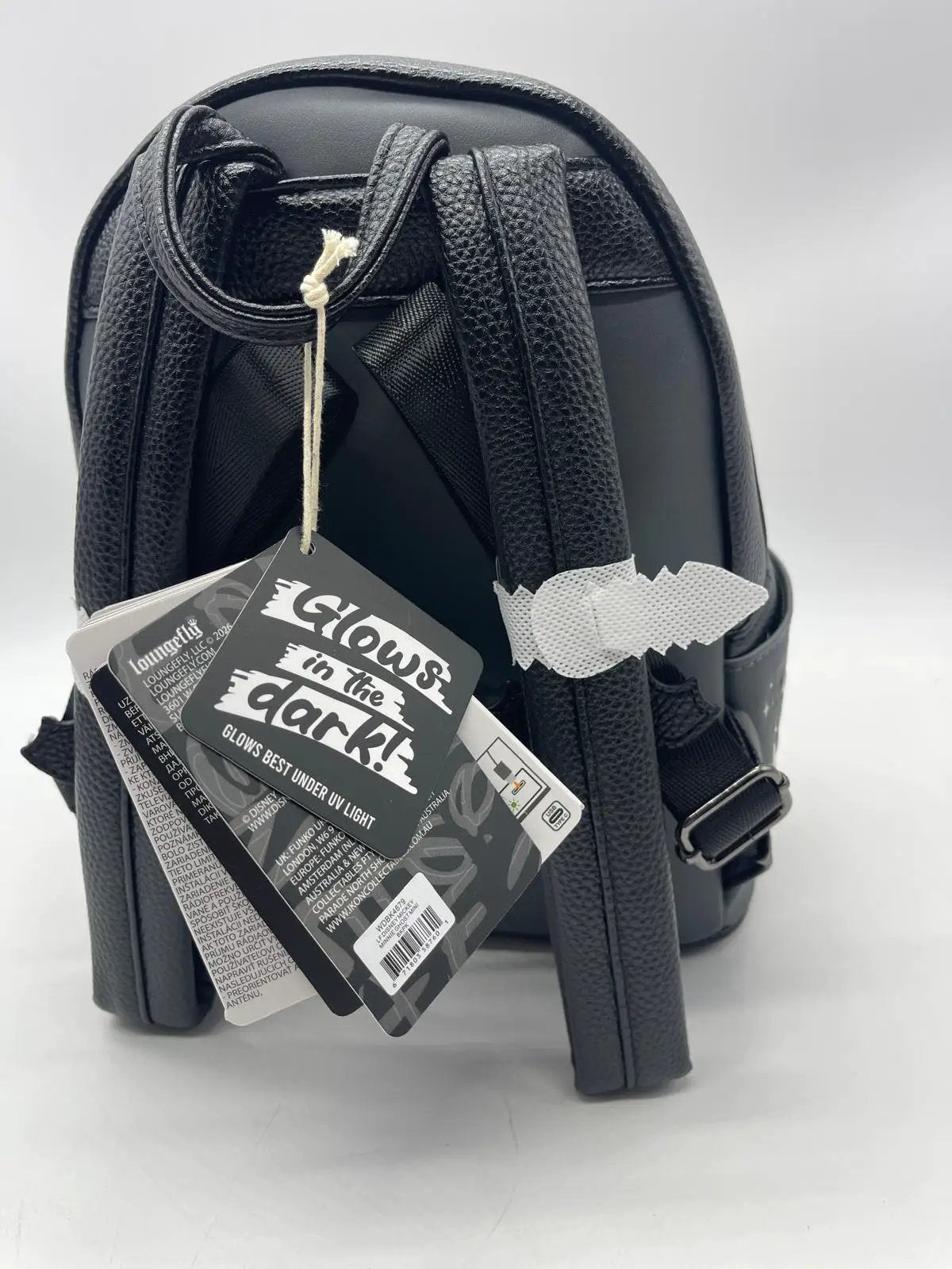 Loungefly Mickey & Minnie Mini Ghost Light Up Glow backpack, black textured material with tags