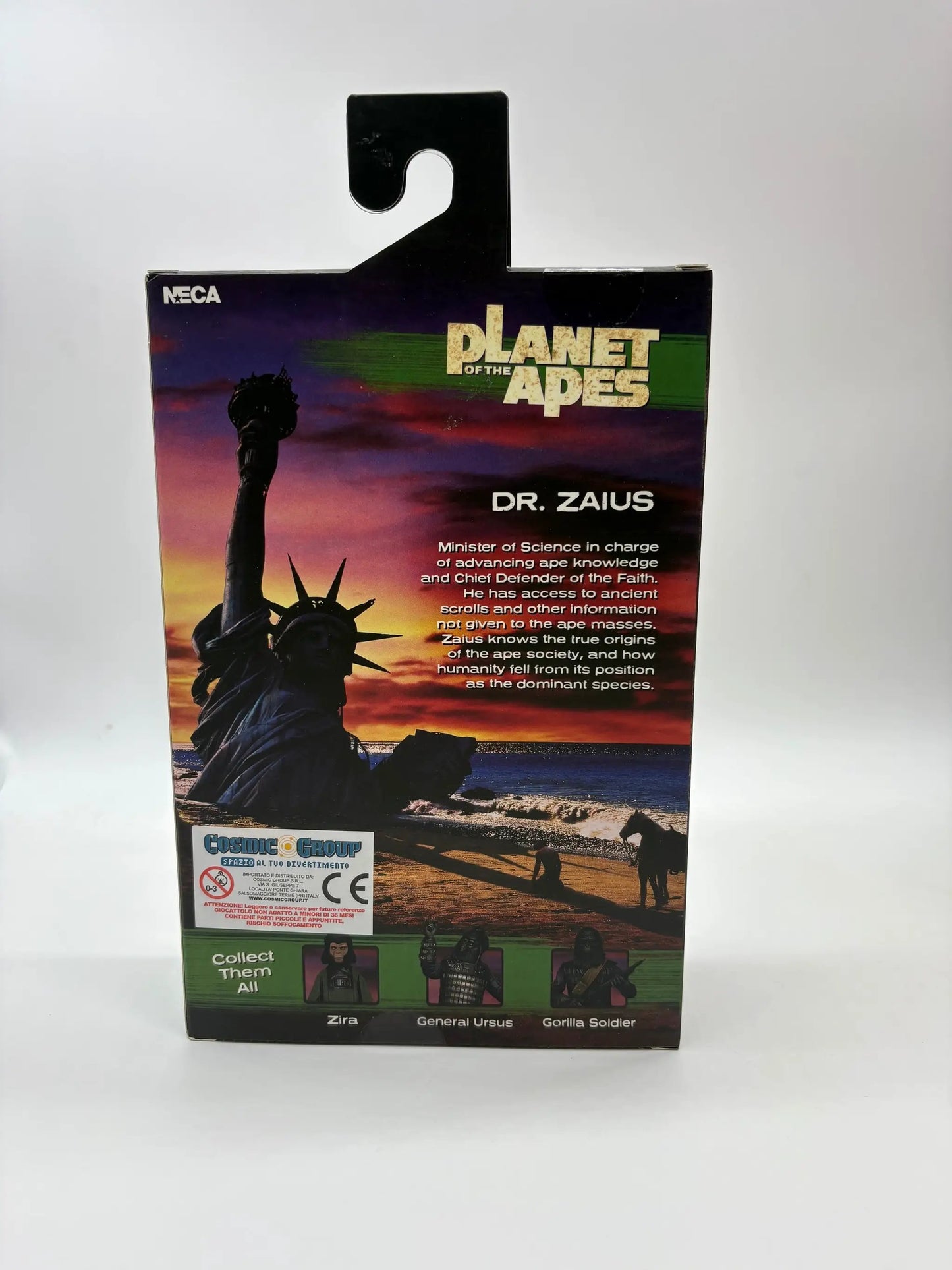 Planet of the Apes Dr. Zaius 18 cm action figure packaging by NECA