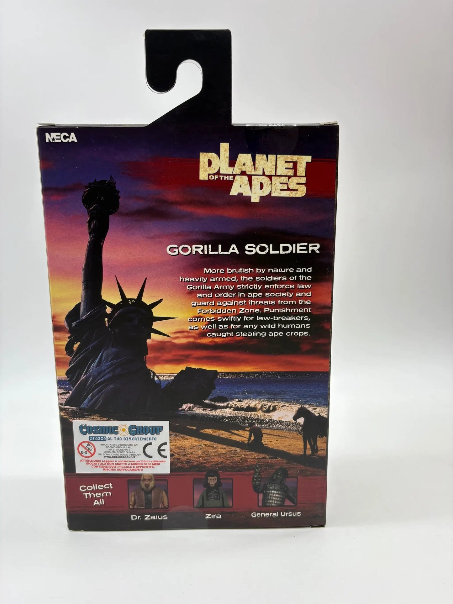 Planet of the Apes Gorilla Soldier action figure box by NECA, 18 cm