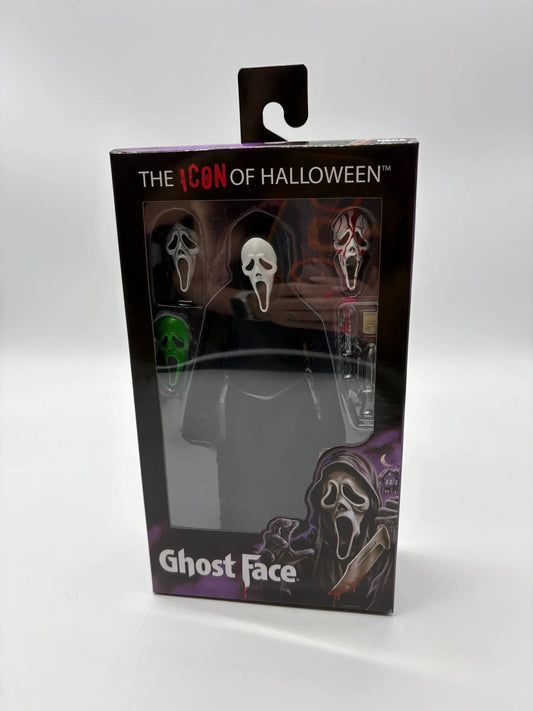 NECA Scream Figura Retro Ghost Face 20 cm action figure set; black box with window displaying Ghost Face masks