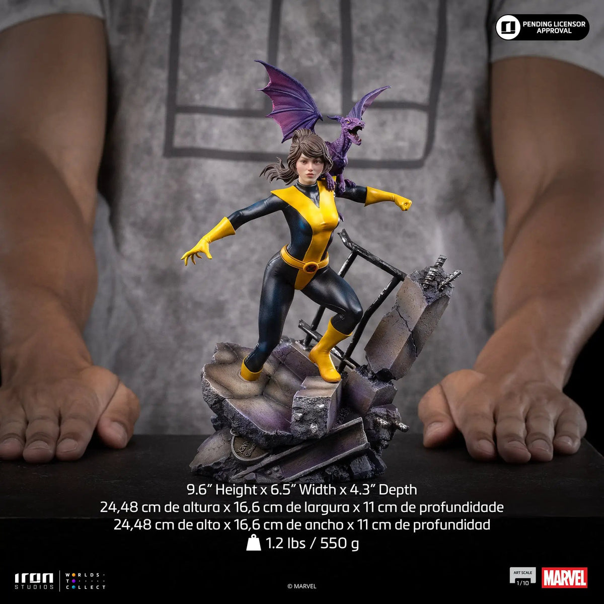 Statue Kitty Pryde & Lockheed by Iron Studios; 1/10 scale Marvel figure with Kitty Pryde in yellow suit and purple dragon