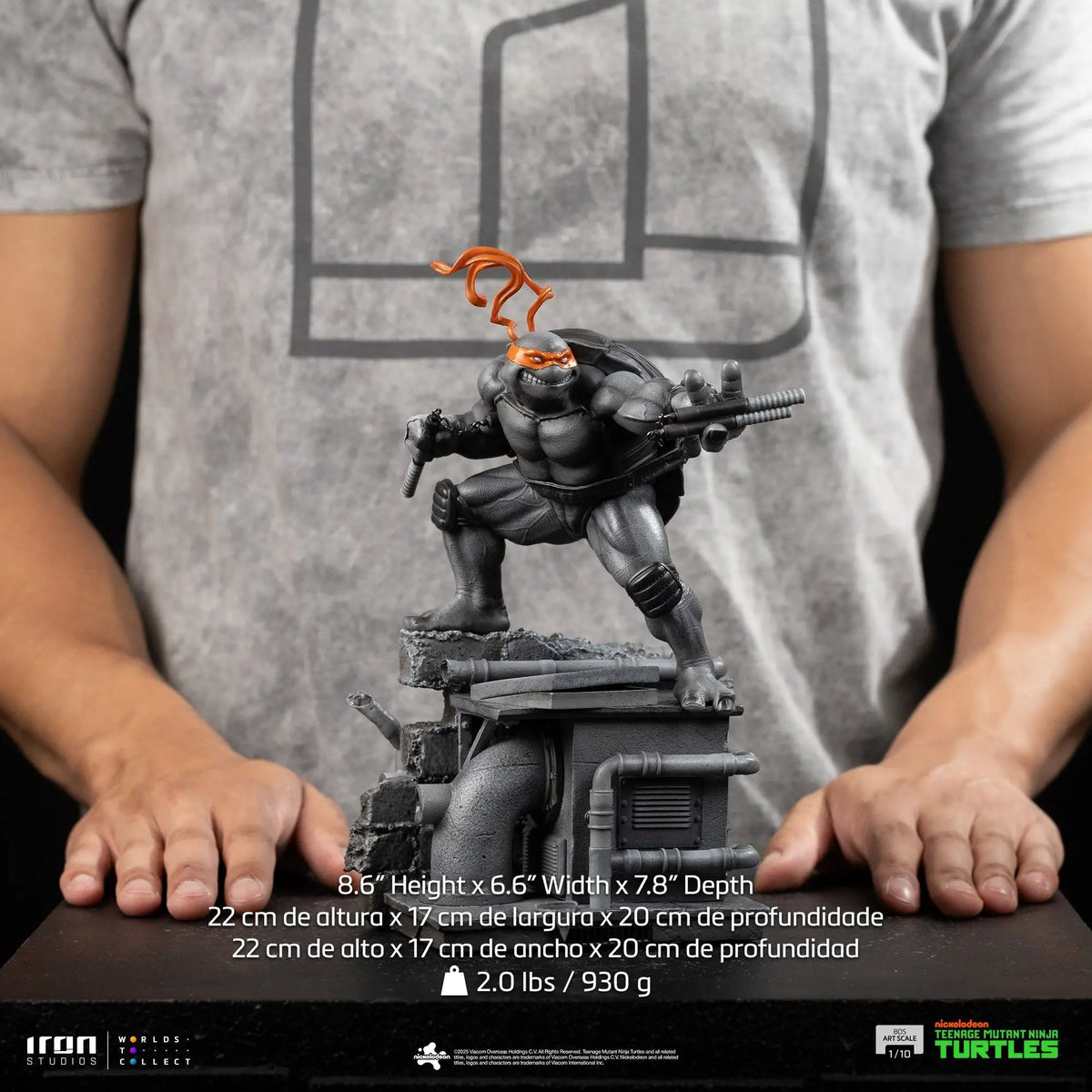 Michelangelo TMNT statue, black and white variant, Iron Studios BDS Art Scale 1/10