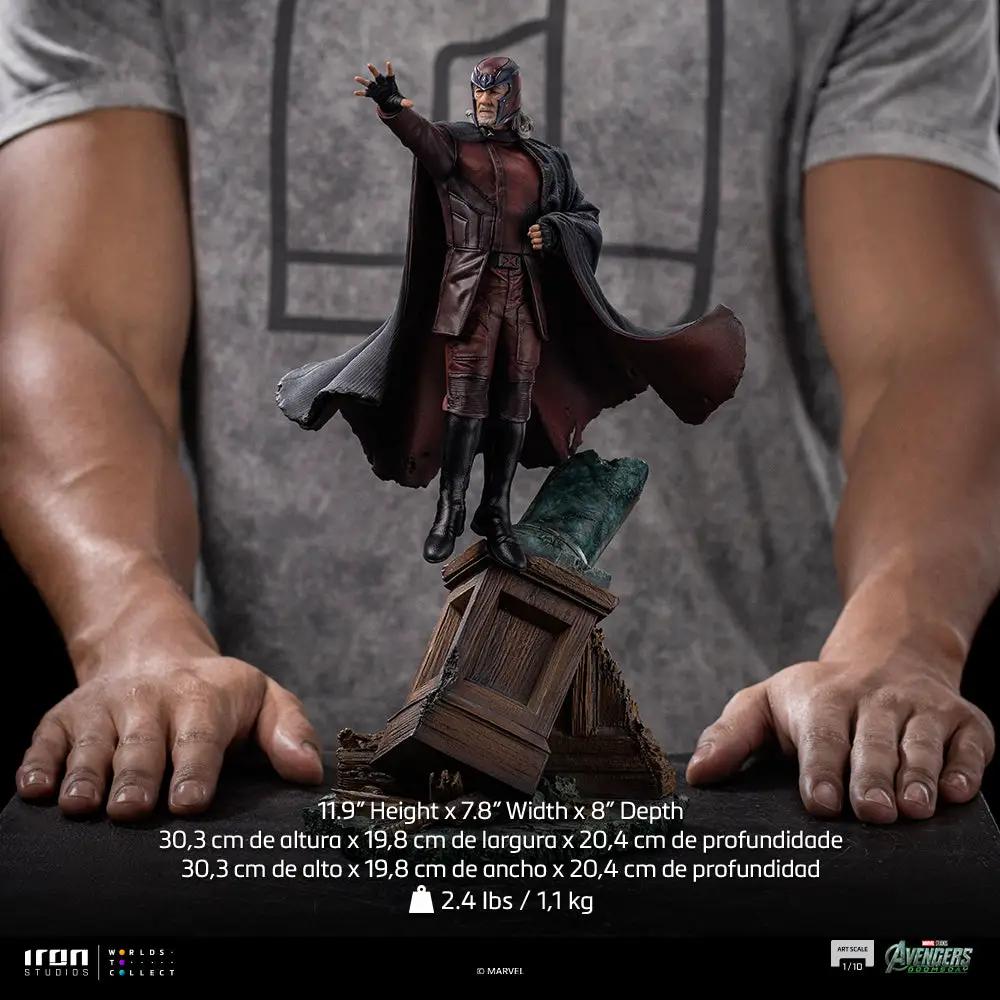 Statue Magneto figure by Iron Studios, Avengers Doomsday, 1/10 scale; red armor, flowing cape on a ruined base.