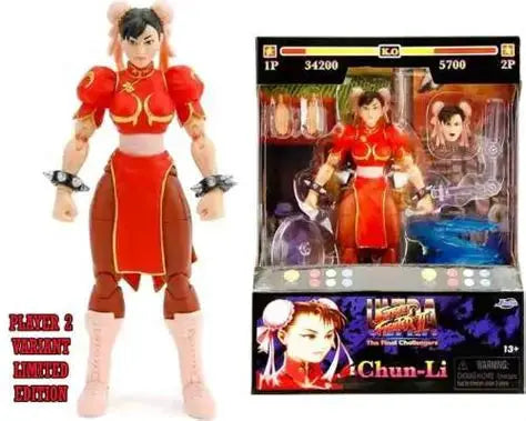 Street Fighter 2 Chun-Li red dress deluxe action figure by Jada Toys, 1:12 scale, boxed display