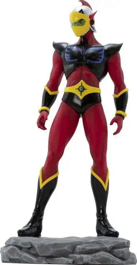 Grendizer Actarus action figure 1/10 scale by ABYSTYLE STUDIO, red and black suit with yellow accents on rocky base