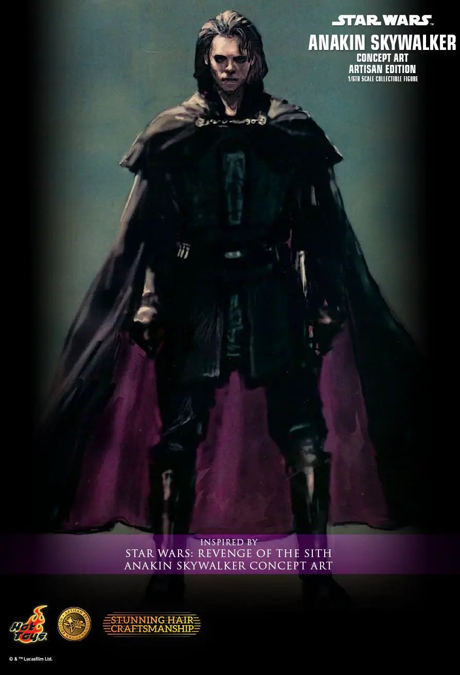 HOT TOYS Star Wars Anakin Skywalker Concept Art Artisan Edition 1/6 action figure with purple cape