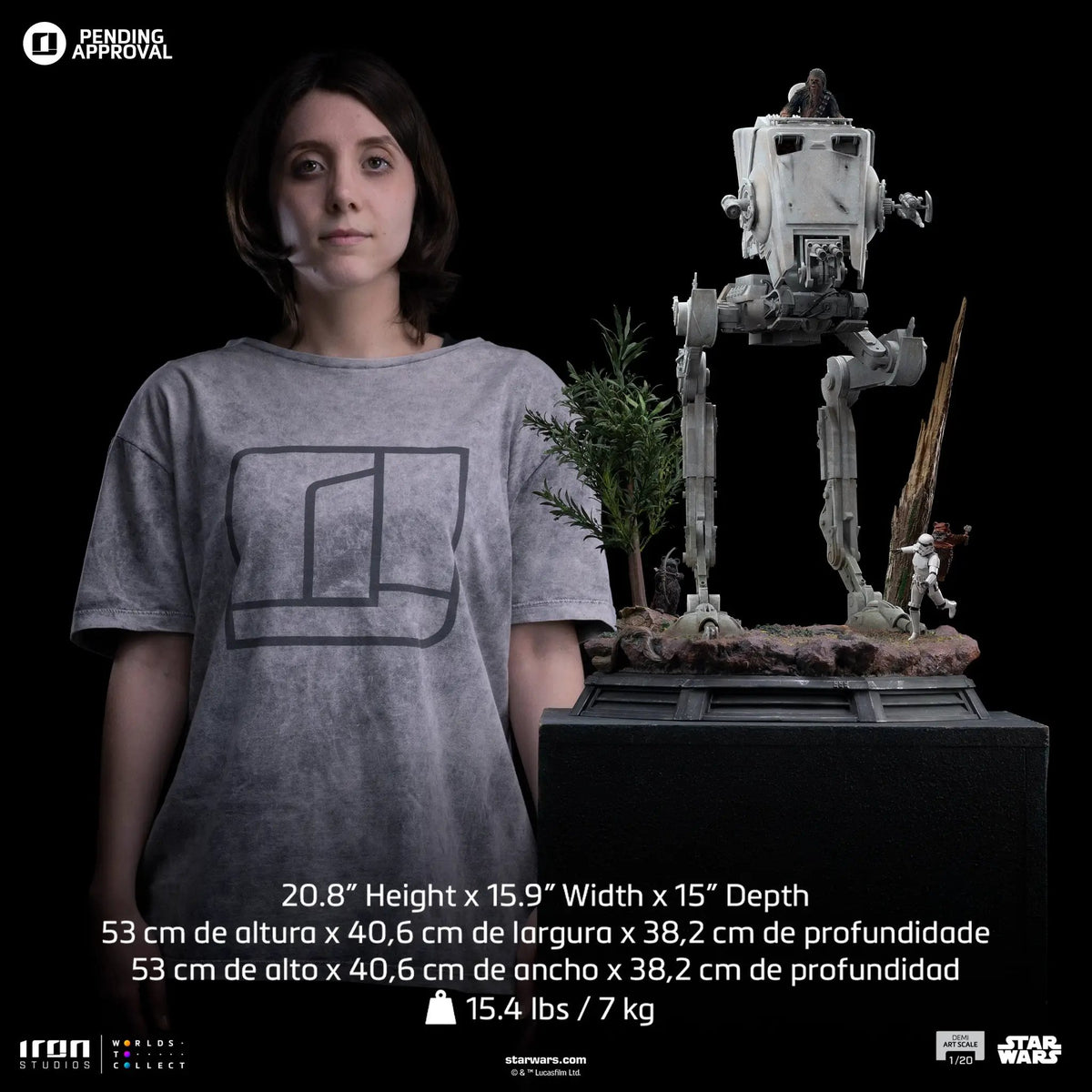 Statue set: two-piece AT-ST and Chewbacca from Star Wars, Iron Studios Demi Art Scale 1/20.