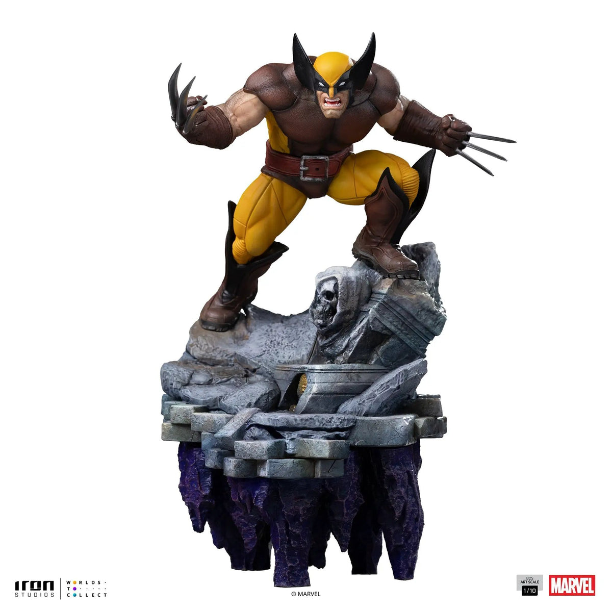Statue Wolverine in brown and yellow suit by Iron Studios, Infinity Gauntlet Diorama, 1/10 scale