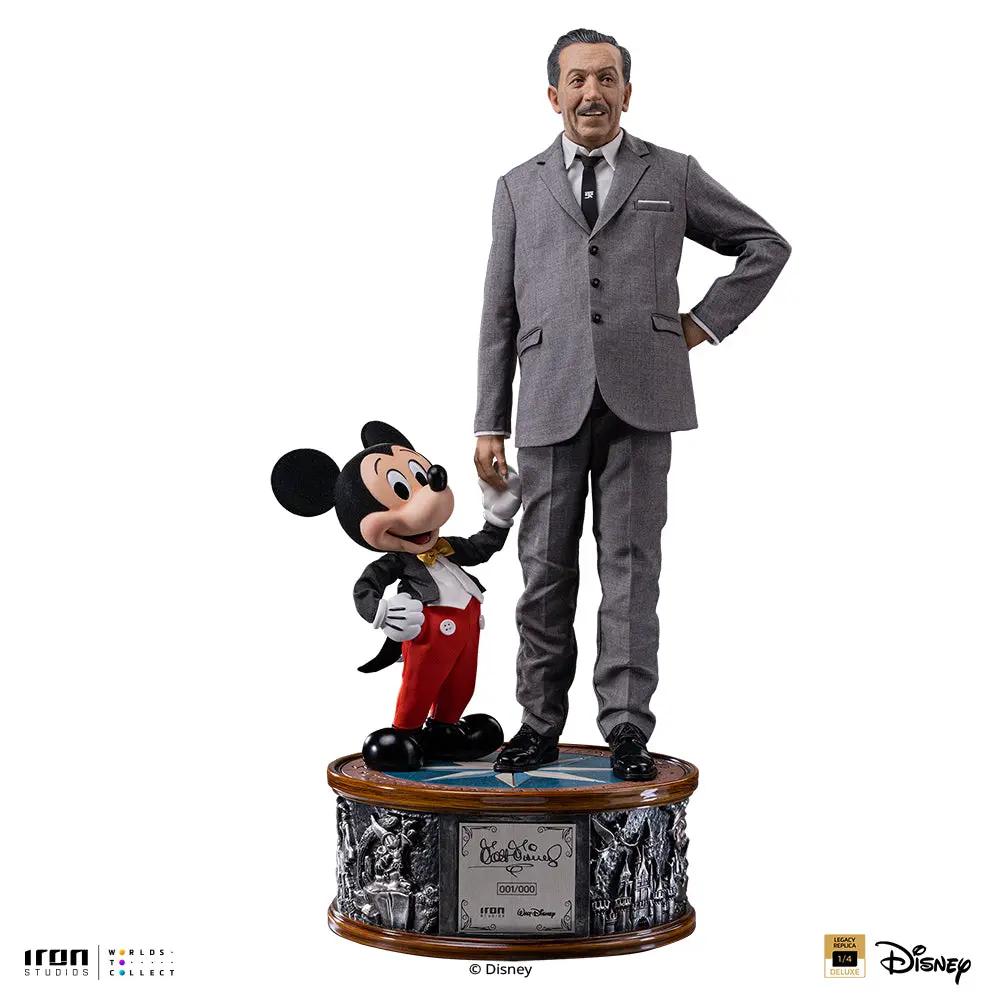 Statue of Walt Disney & Mickey Mouse, 1/4 scale Legacy Replica by Iron Studios, grey-suited Walt.