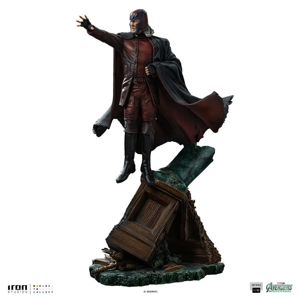 Statue Magneto from Avengers Doomsday, Iron Studios Art Scale 1/10, figure atop ruins with flowing dark cape.