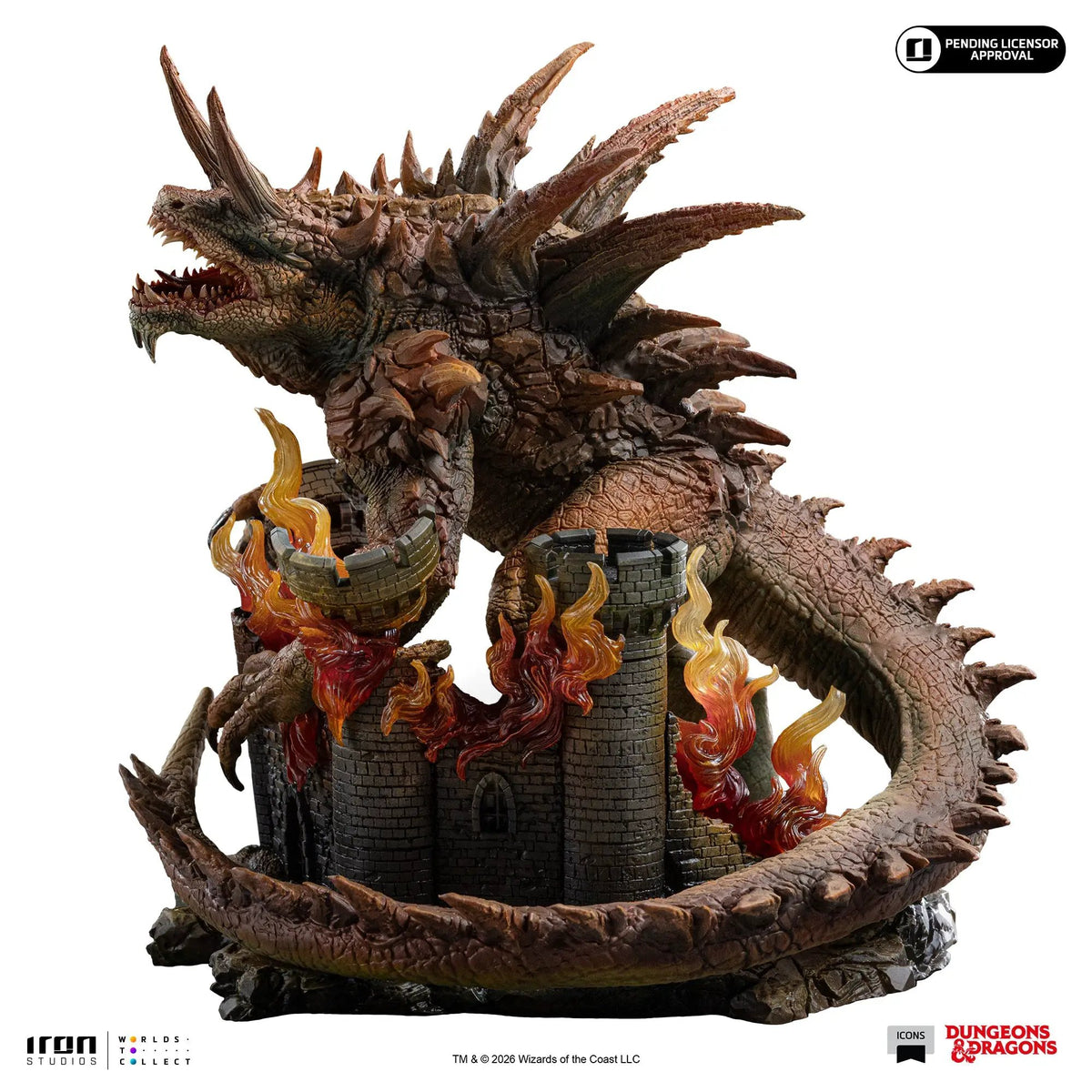 Statue Tarrasque by Iron Studios Icons, brown textured scales with a stone fortress base