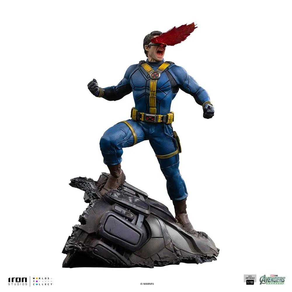 Statue Cyclops from Avengers: Doomsday by Iron Studios, BDS Art Scale 1/10, blue suit with yellow accents, blast pose