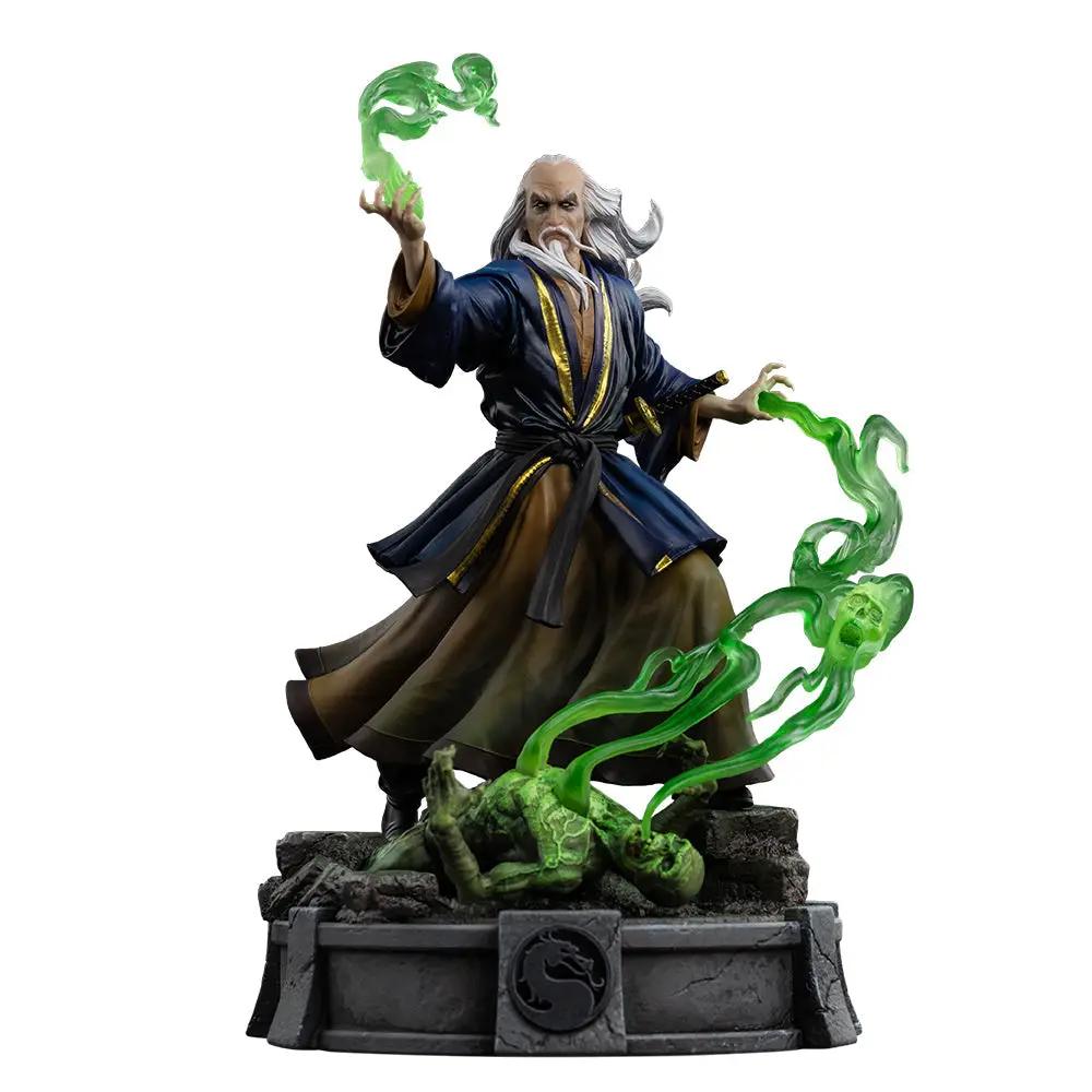 Statue Shang Tsung from Mortal Kombat by Iron Studios, Art Scale 1/10, blue robe with gold trim and emerald energy.