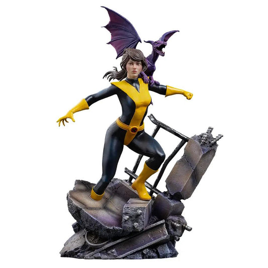 Statue Kitty Pryde & Lockheed from X-Men by Iron Studios, BDS Art Scale 1/10, yellow-black suit.