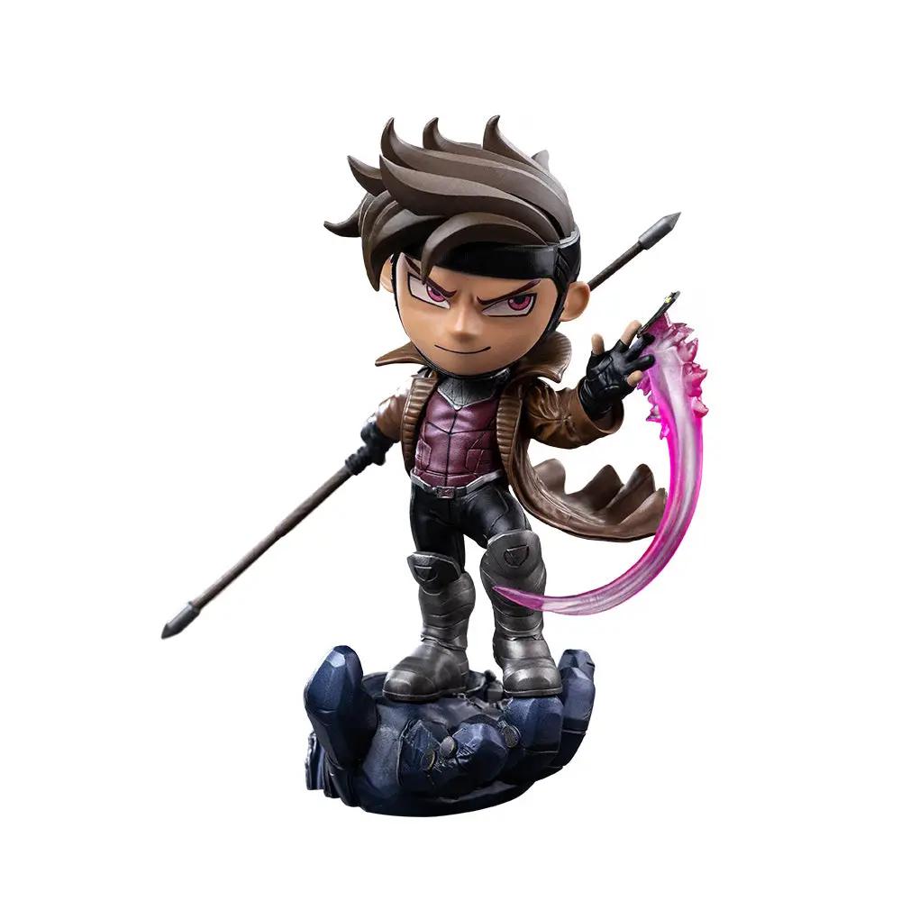 Statue Gambit by Iron Studios; chibi figure with brown coat, pink energy blade, on rocky base