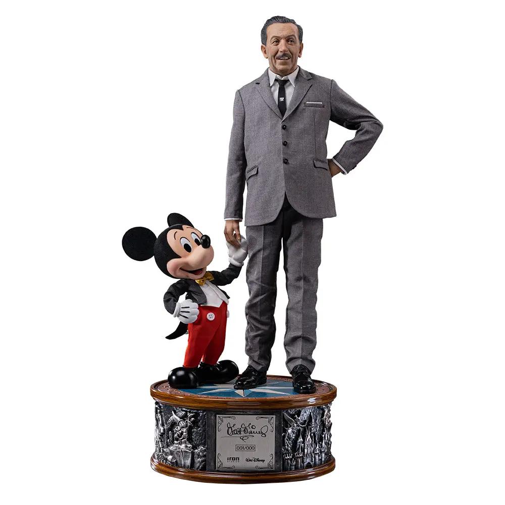 Two-figure statue of Walt Disney & Mickey Mouse, 1/4 scale Legacy Replica in gray suit by Iron Studios