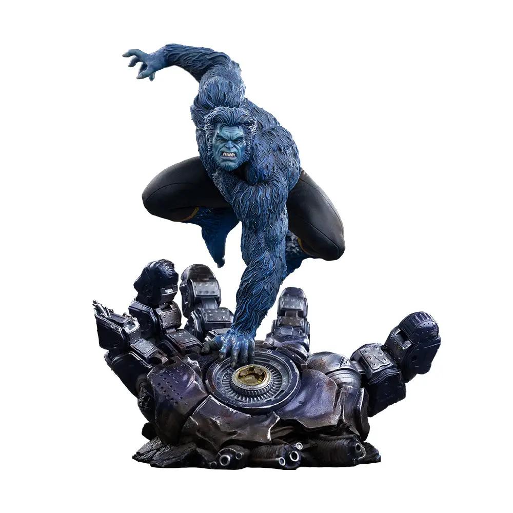 Statue Beast from Avengers: Doomsday by Iron Studios, blue-furred mutant atop a damaged mech base, BDS Art Scale 1/10