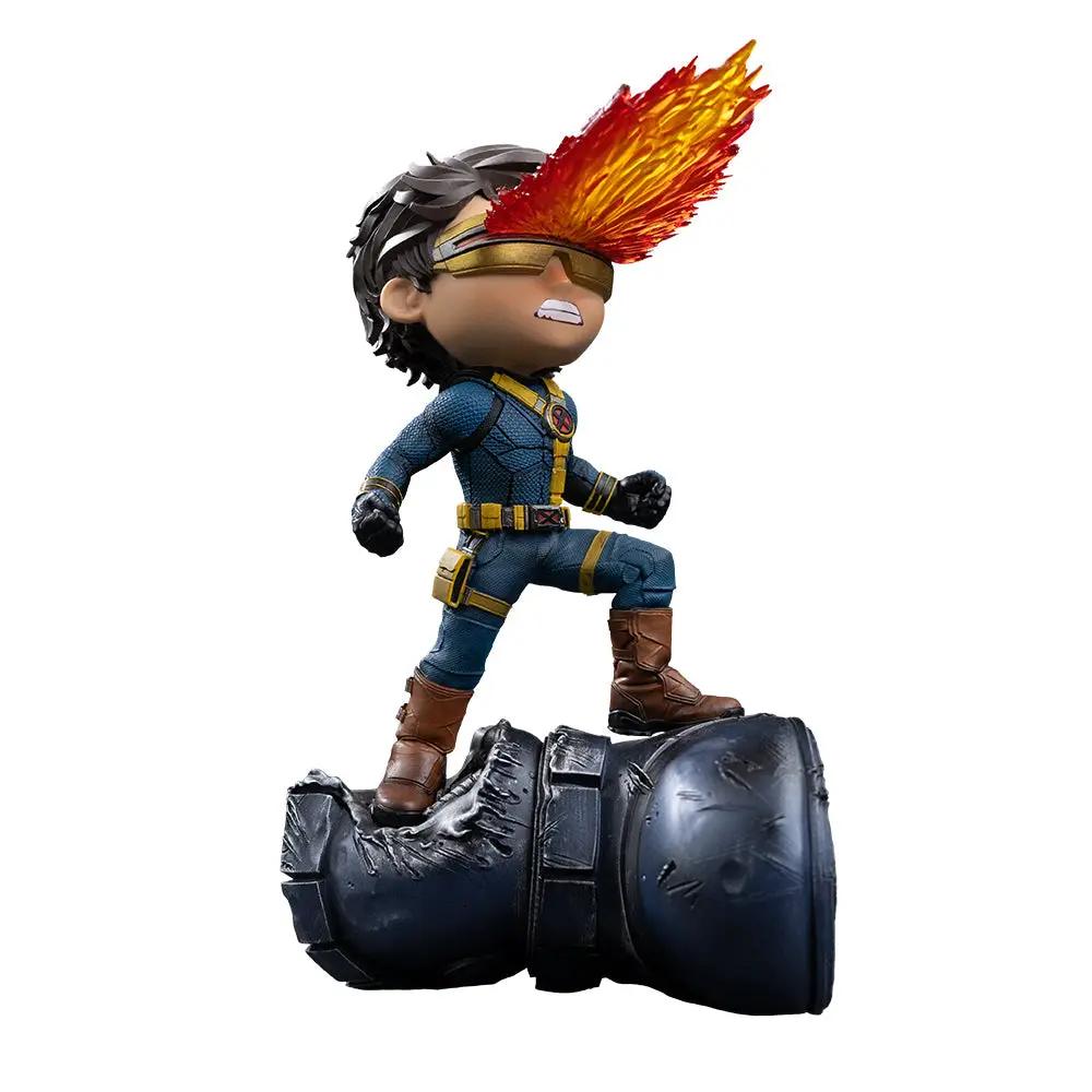 Statue Cyclops (Minico) figure from Avengers: Doomsday by Iron Studios on a damaged boot base; blue suit