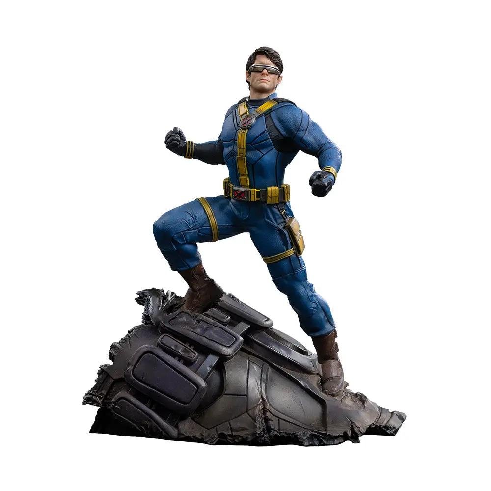 Statue Cyclops by Iron Studios, Avengers: Doomsday, BDS Art Scale 1/10, blue suit with yellow accents on rocky base