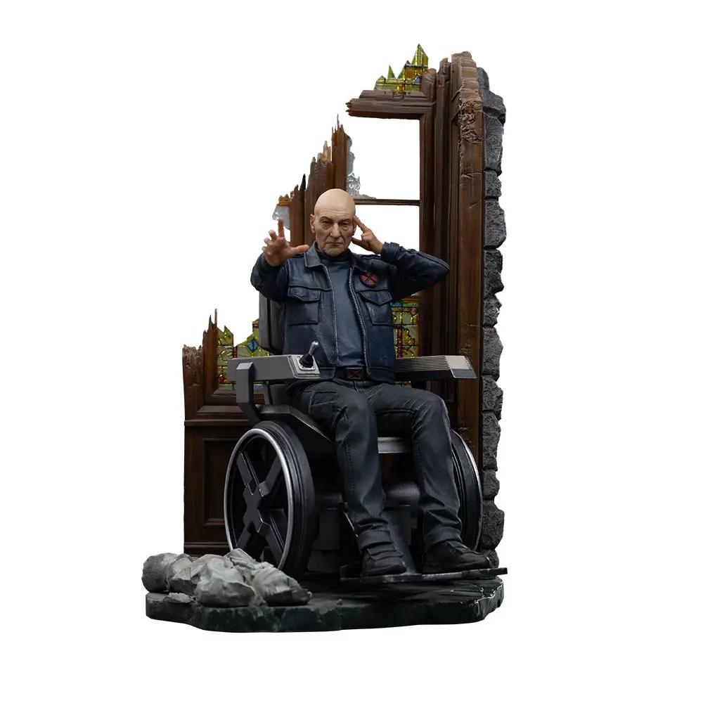 Statue Professor Xavier in wheelchair by Iron Studios, Avengers Doomsday, 1/10 scale with ruined backdrop