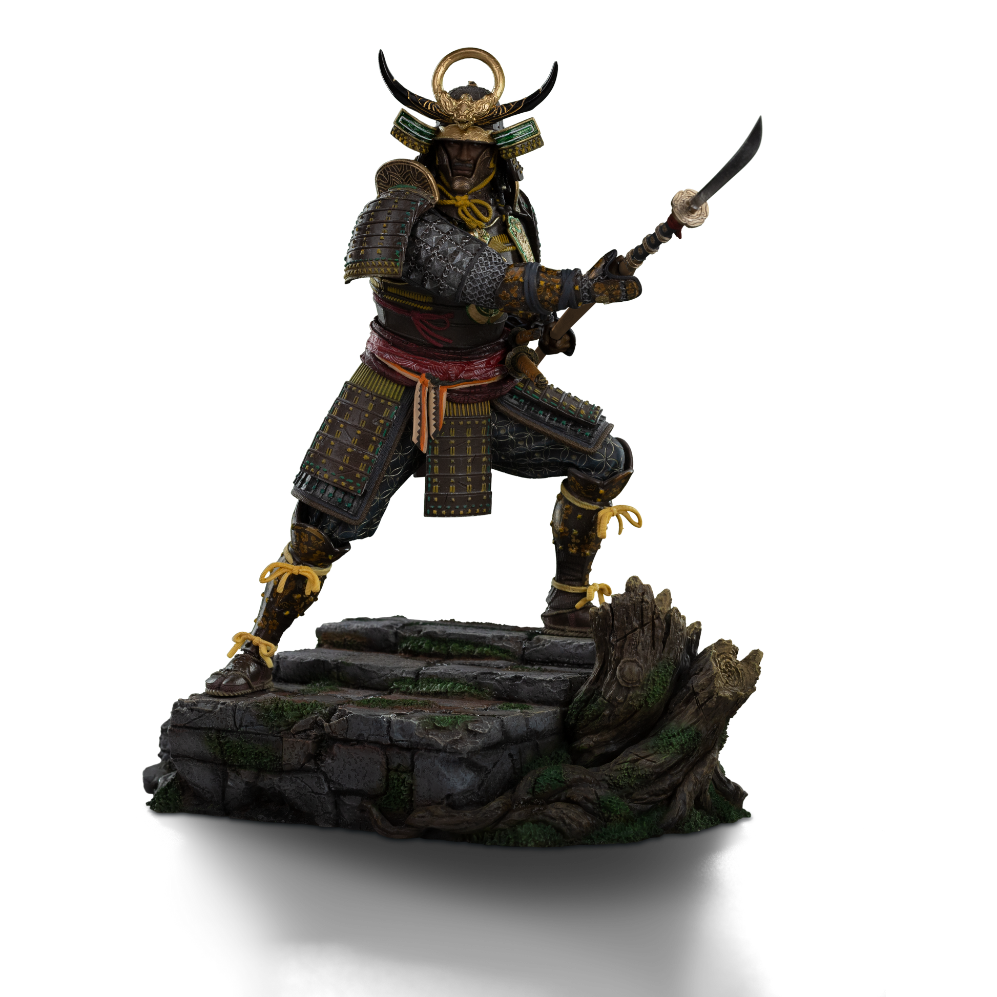 Statue Yasuke by Iron Studios; Assassin's Creed Shadows 1/10 scale samurai figure with ornate armor and sword.