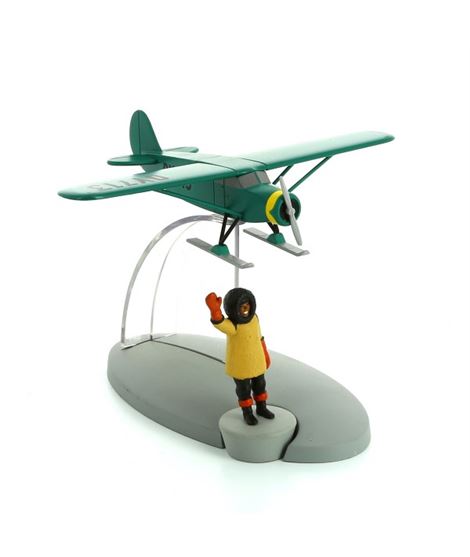 Figura de colección Tintin avíon Nr. 49 el avión sobre esquis y profesor Nielsen en Destino Nueva York