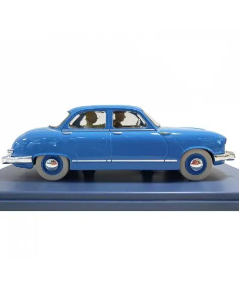 Panhard Dyna Z taxi model car in blue by MOULINSART on display base